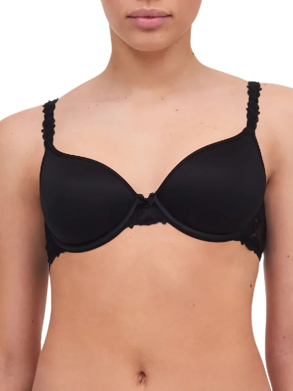 Champs Elysees T-Shirt Bra - Black Collared Crew Neck Turtle Neck