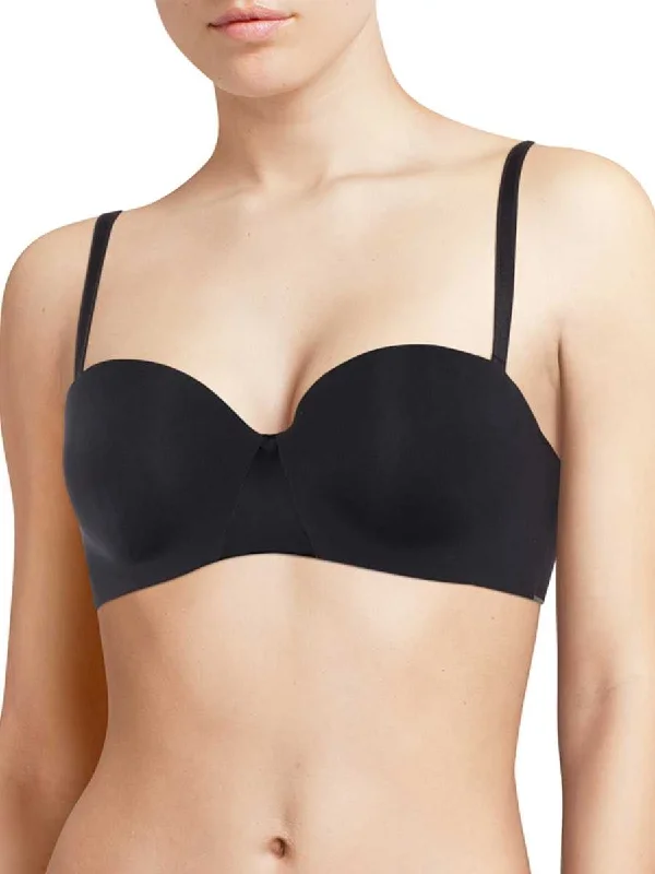 Essentiall Bandeau T-Shirt Bra - Black Beaded Sequined Faux Fur