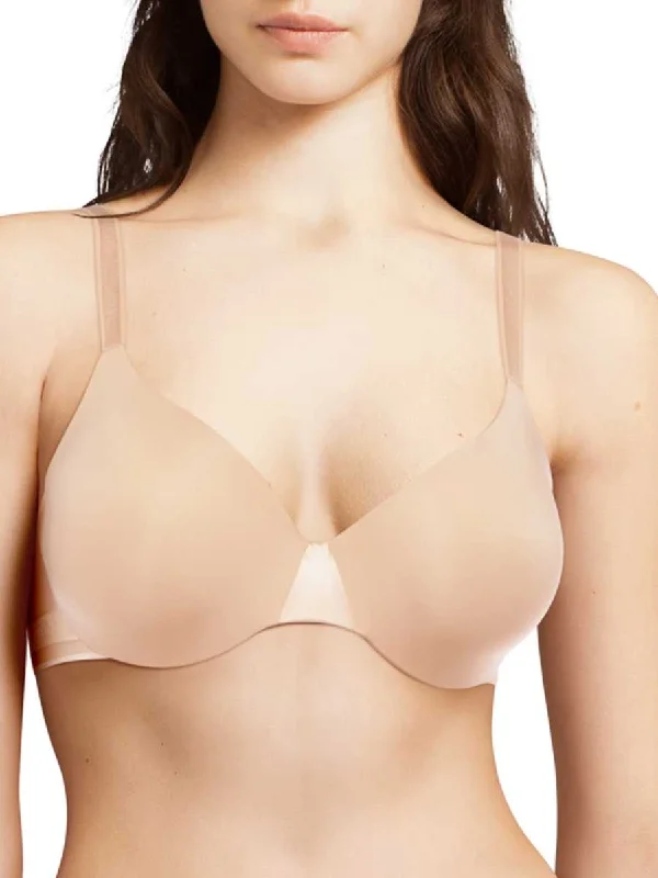 Essentiall Covering T-Shirt Bra - Golden Beige Striped Floral Plaid