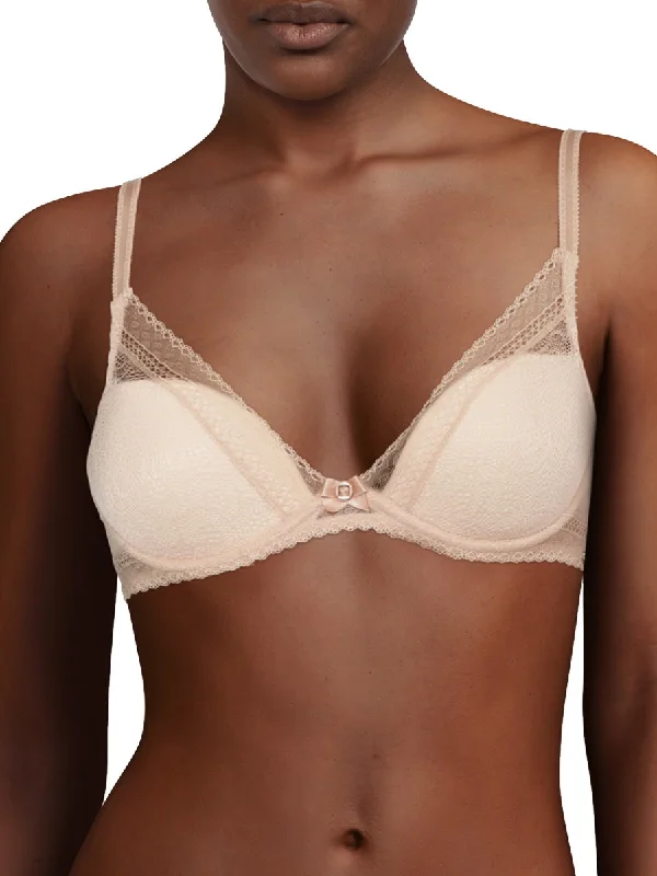 Festivite Plunge T-Shirt Bra - Golden Beige Graphic T-Shirt Round Neck Polyester