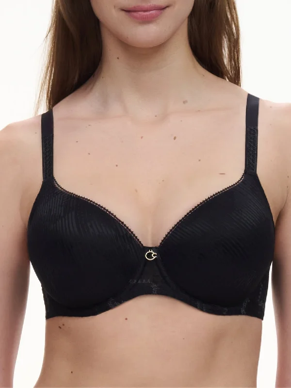 Intrigue Memory Foam T-Shirt Bra - Black Chenille Fabric Brocade Fabric Lace Fabric