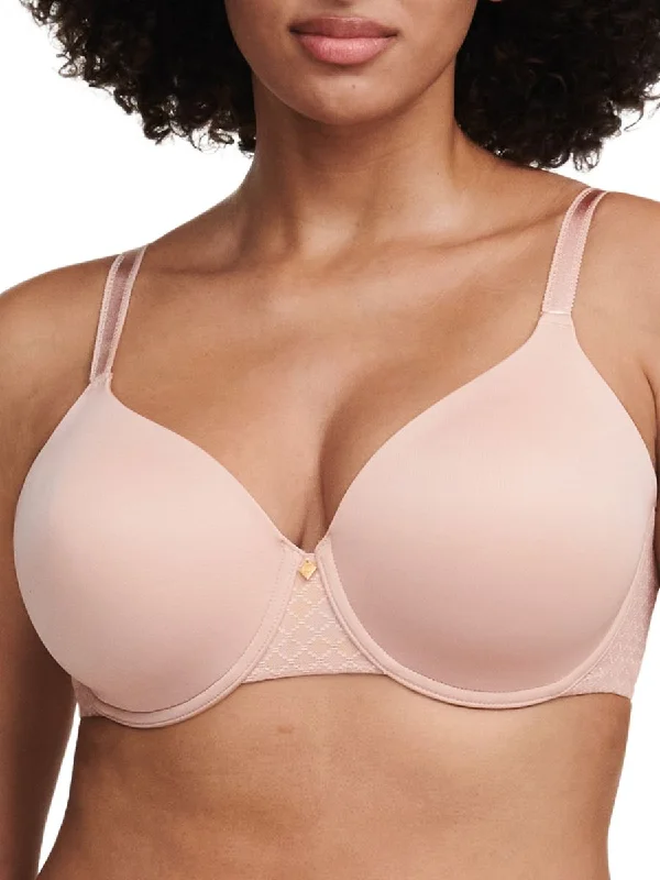 Norah Chic Covering T-Shirt Bra - Dusky Pink Ribbed Striped Patterned