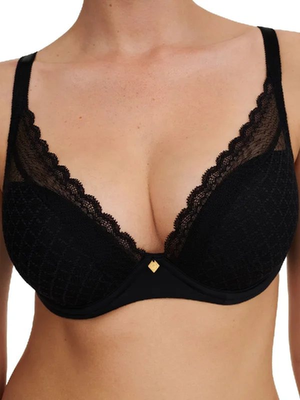 Norah Chic Plunge T-Shirt Bra - Black Anti-Pilling Machine Wash Handmade