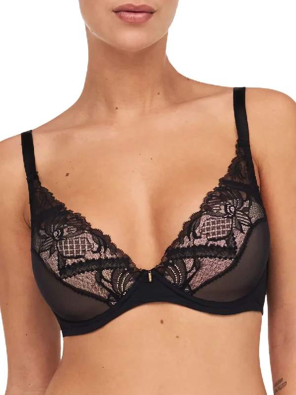 Orangerie Dream Plunge T-Shirt Bra - Black Hooded Caped Shawl Collar