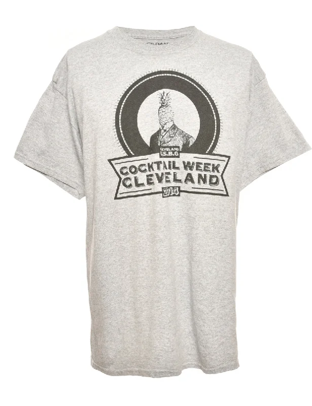 Cocktail Week Cleveland Printed T-shirt - S Welt Pockets Slit Pockets Flap Pockets