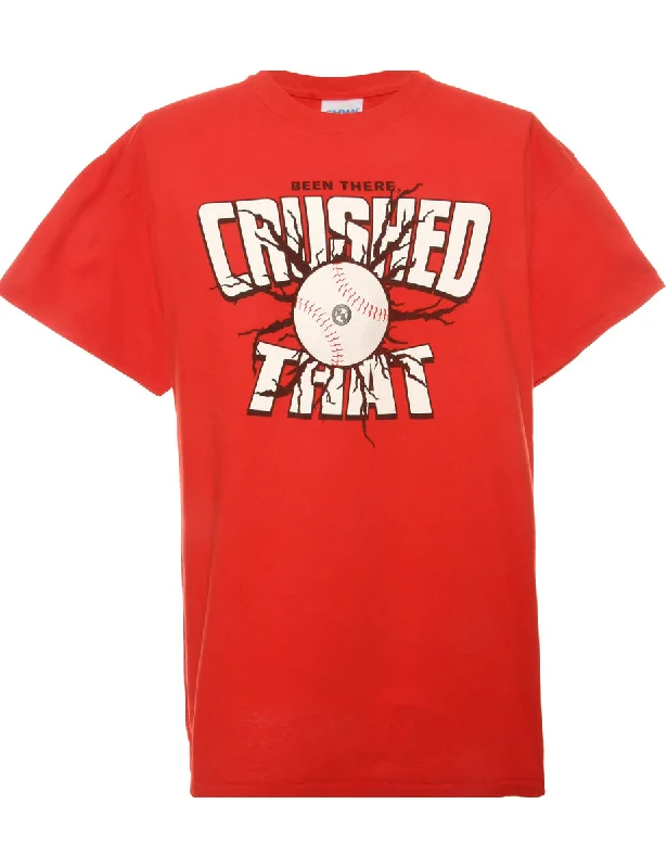 Crushed That Red Printed T-shirt - L Ribbed Striped Patterned