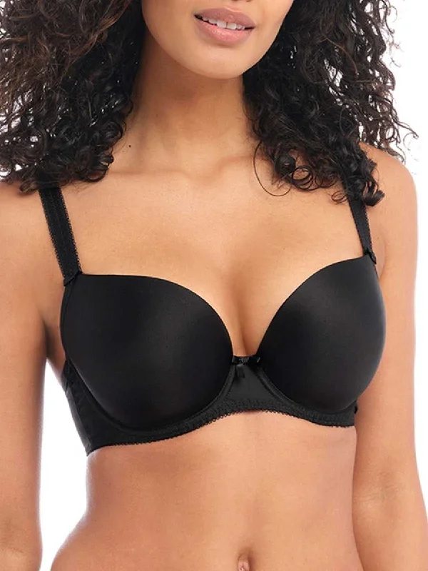 Deco Moulded Seamless T-Shirt Bra - Black Fitted T-Shirt Seamless Stretchy