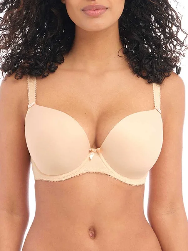 Deco Moulded Seamless T-Shirt Bra - Nude V-Neck T-Shirt Long Sleeve Cotton
