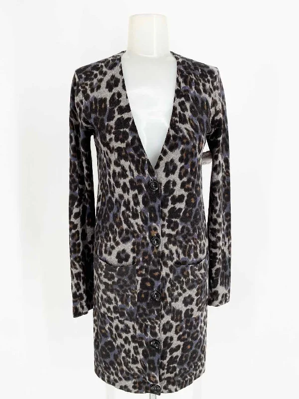 Diane Von Furs Women's Gray Print Button Down Animal Print Size S/m Dress