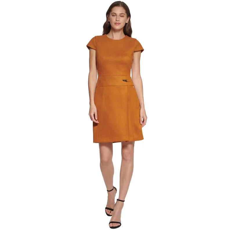 DKNY - Faux Suede Panel Sheath Dress