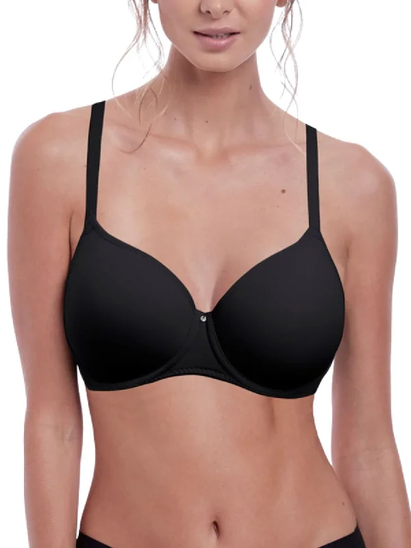 Aura Moulded T-Shirt Bra - Black Cashmere Blend Cotton Blend Poly Blend