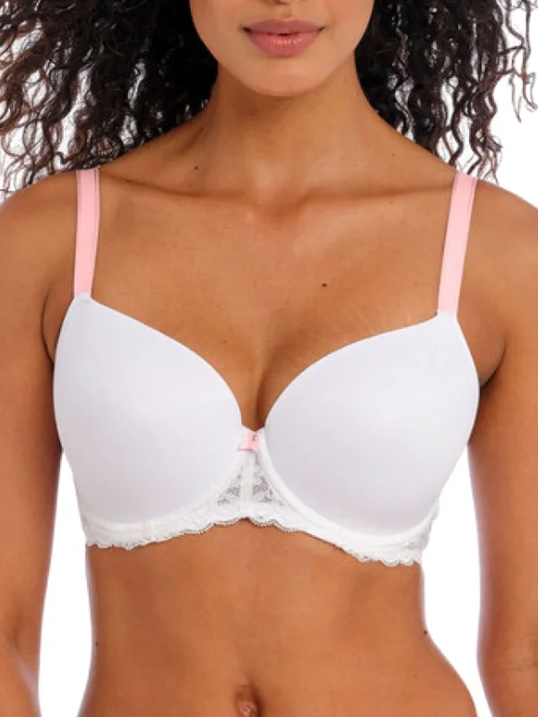 Offbeat Moulded Demi T-Shirt Bra - White Welt Pockets Slit Pockets