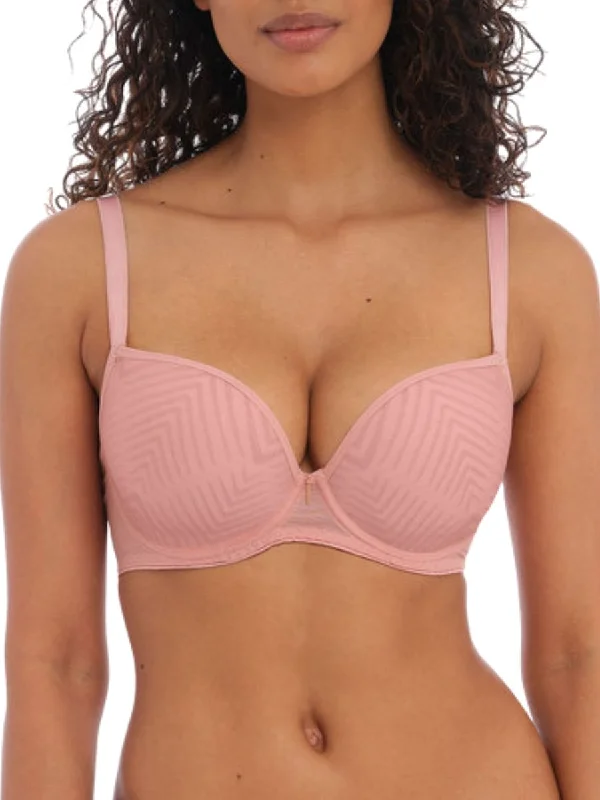 Tailored Plunge T-Shirt Bra - Ash Rose Real Fur Shearling Chenille