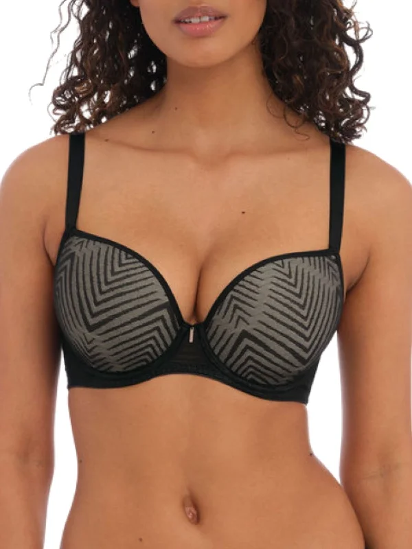 Tailored Plunge T-Shirt Bra - Black Fashionable Trendy Casual