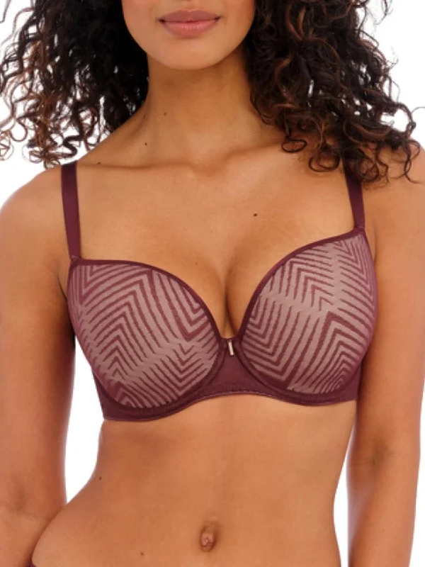 Tailored Plunge T-Shirt Bra - Dark Cherry Welt Pockets Slit Pockets Flap Pockets