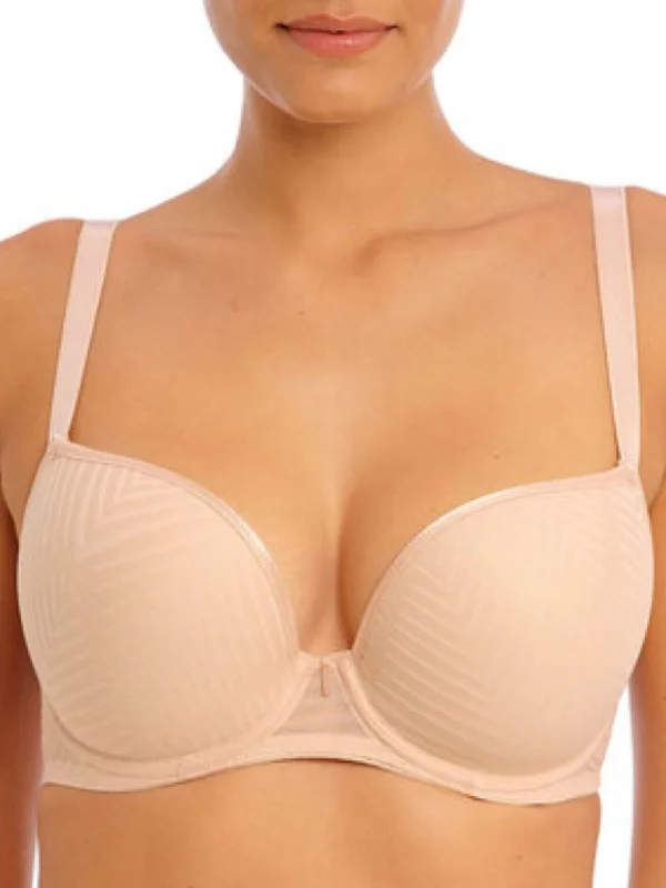 Tailored Plunge T-Shirt Bra - Natural Beige Ribbed T-Shirt High Neck Heavyweight