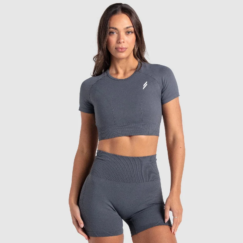 Hyperflex 2 Cropped Tee - Charcoal Casual Formal Business