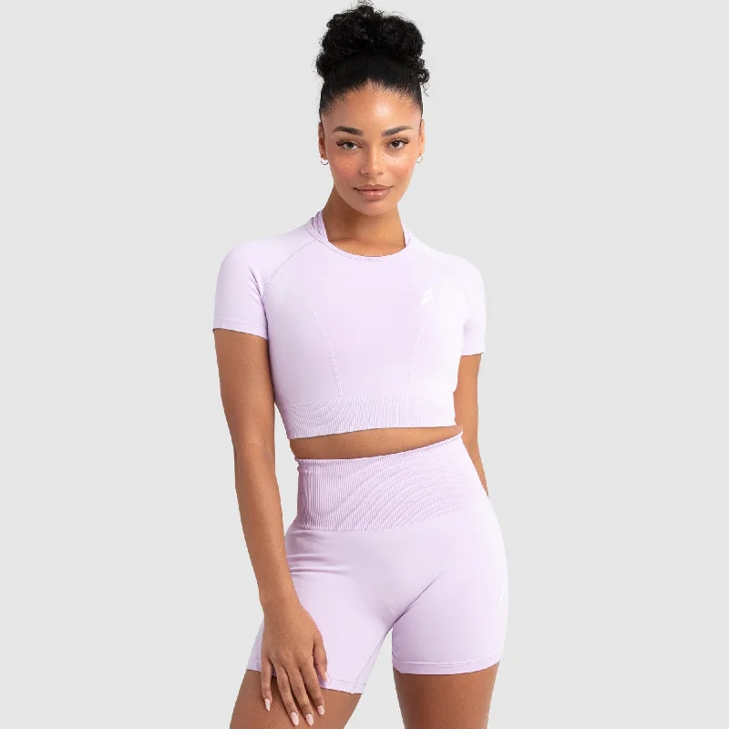 Hyperflex 2 Cropped Tee - Lilac Denim Fabric Leather Fabric Suede Fabric