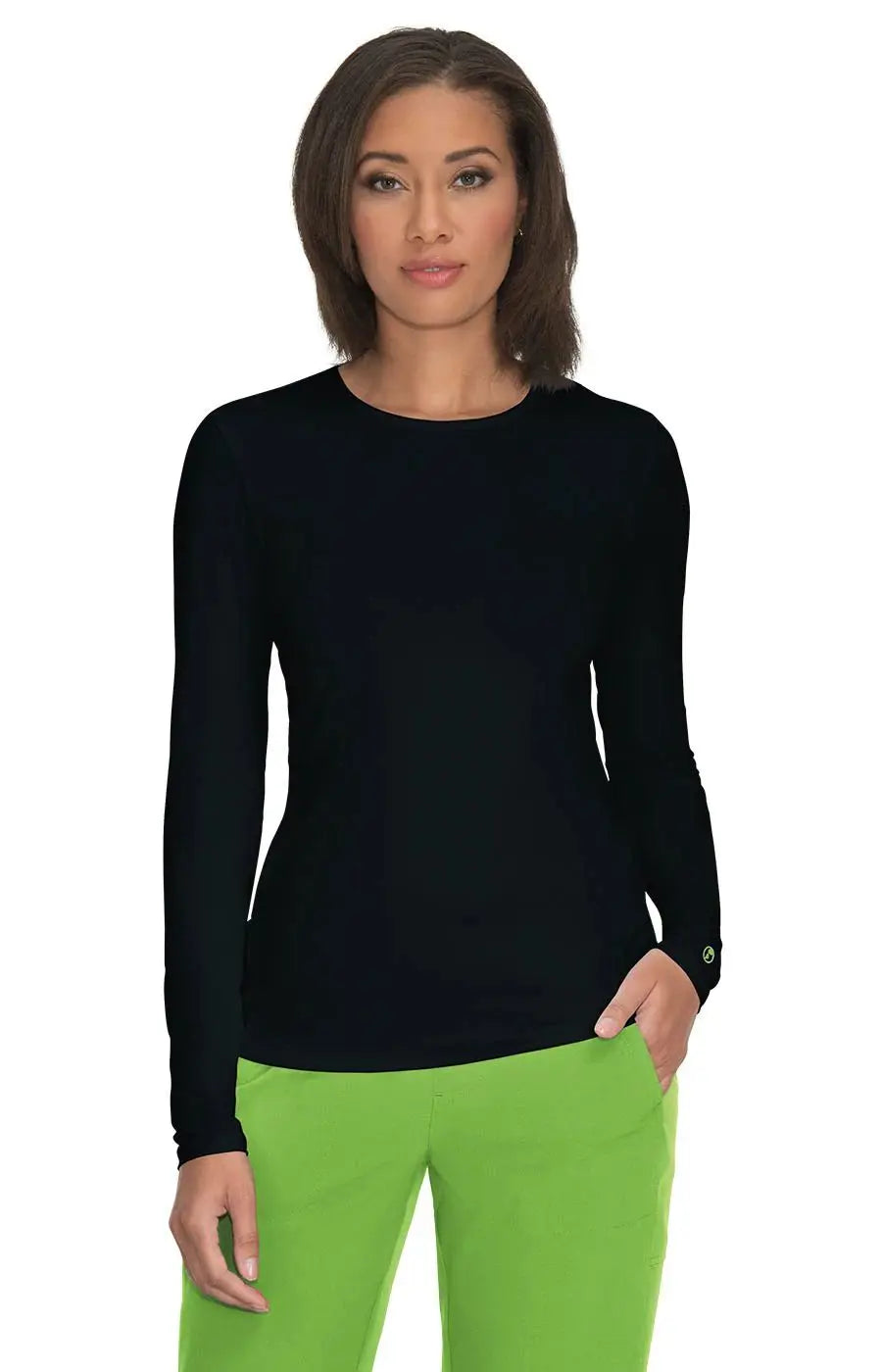 Koi Women's Wellbeing Tee - Black Satin Blend Silk Blend Wool Blend