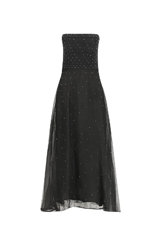 KOSALA BEADED STRAPLESS DRESS IN NOIR