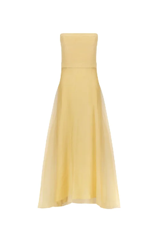 KOSALA STRAPLESS DRESS IN SAFFRON