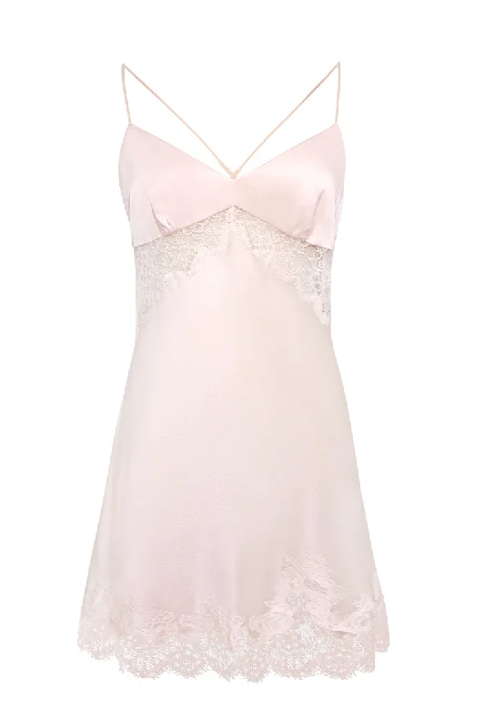 LATICA LACE-TRIMMED SLIP DRESS IN PINK