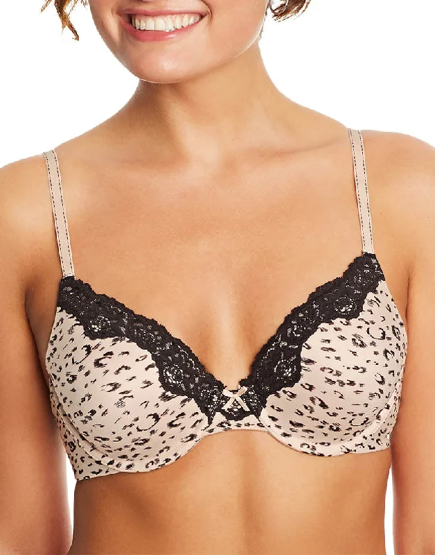 Maidenform Extra Coverage Comfort Devotion T-Shirt Bra Sketchy Animal Print 09404 Collared T-Shirt Boat Neck A-Line