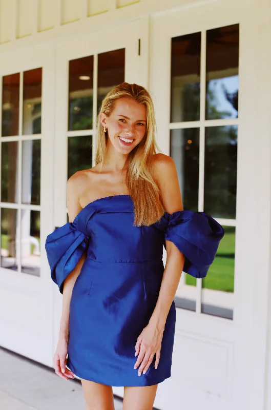 Mazie Puff Sleeve Dress - Navy