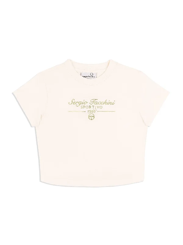Nicola Graphic T-Shirt- Gardenia Silk Blend Satin Velvet