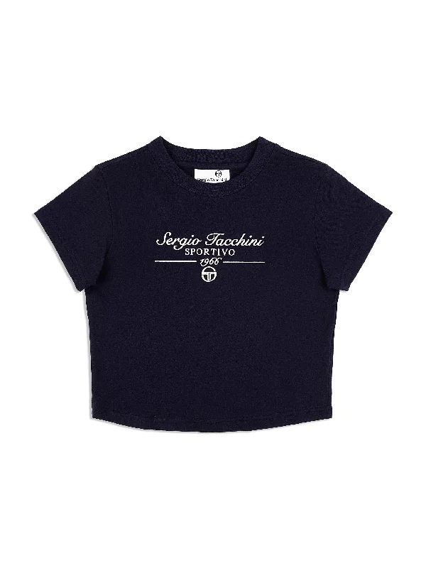 Nicola Graphic T-Shirt- Maritime Blue Graphic Embroidered Appliqued