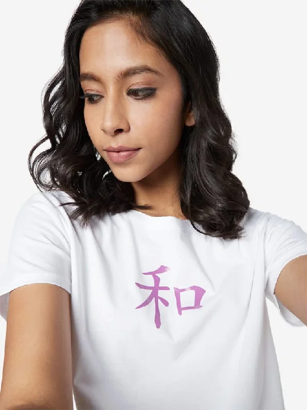 Nuon White Printed Pix T-Shirt Front Pockets Side Pockets Patch Pockets