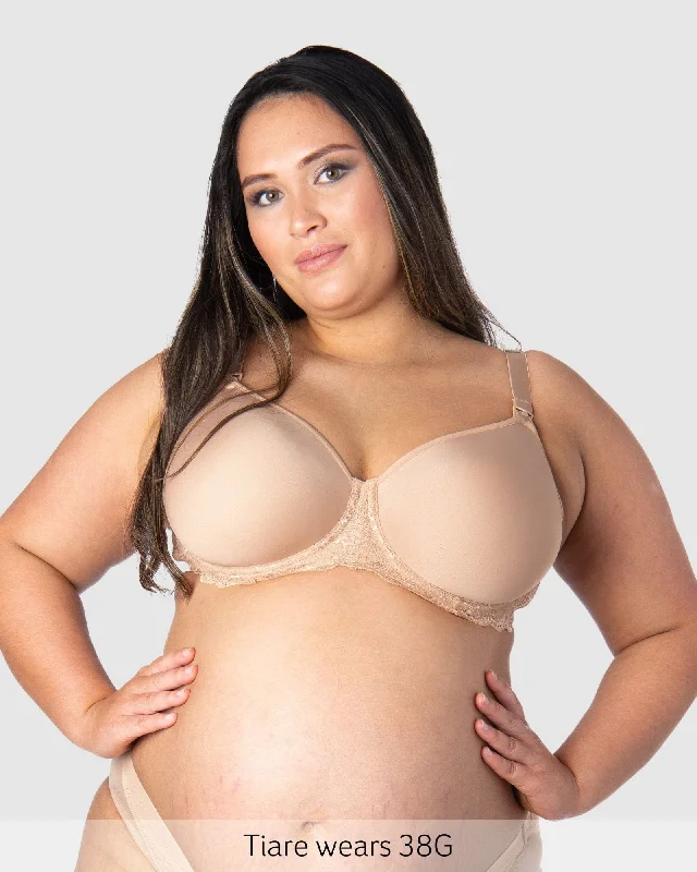 Obsession Contour T-Shirt Nursing Bra - Almond Rayon Velvet Corduroy