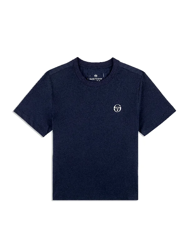 Ostia T-Shirt- Maritime Blue Solid Print Embellished