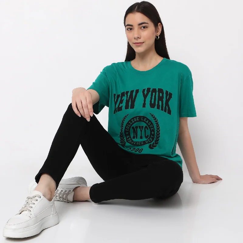 Oversize Graphic T-Shirt Spandex Blend Rayon Blend Denim Blend