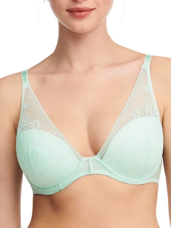 Maddie Plunge T-Shirt Bra - Nile Green Plaid T-Shirt Polka Dot Checkered