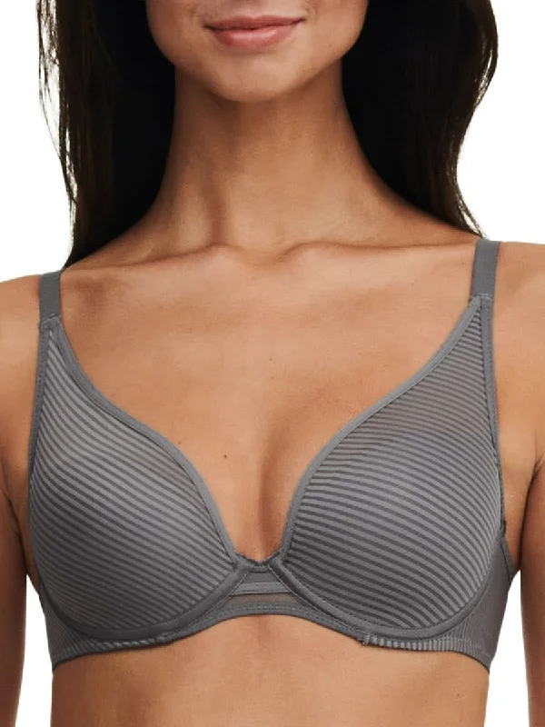 Nais Plunge T-Shirt Bra - Graphite Terry Blend Velvet Blend Canvas Blend