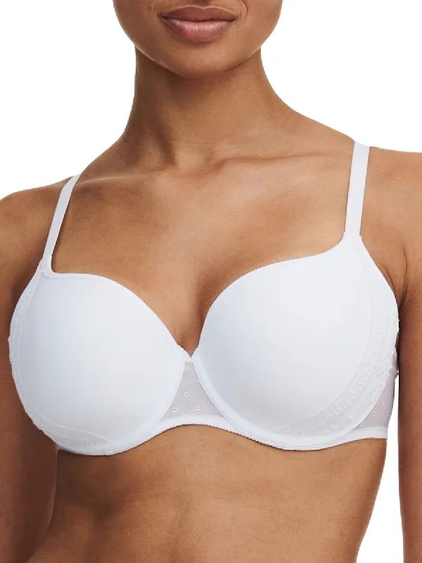 Prisca Covering T-Shirt Bra - White Mesh Canvas Denim