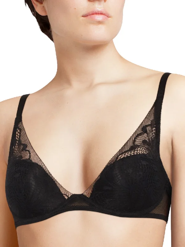 Thelma Plunge T-Shirt Bra - Black Faux Fur Fabric Real Fur Fabric Shearling Fabric
