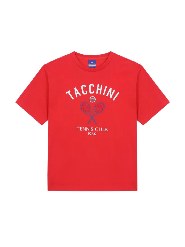Preppy Artwork T-Shirt- Red Knit Fabric Woven Fabric Fleece Fabric
