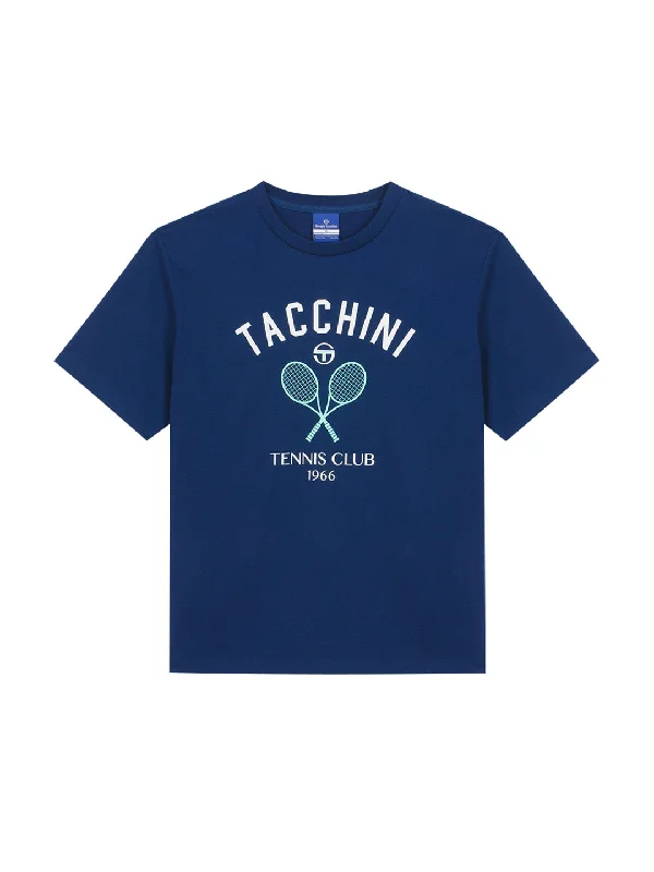 Preppy Artwork T-Shirt- Navy Zippered Front Buttoned Front Snap Front