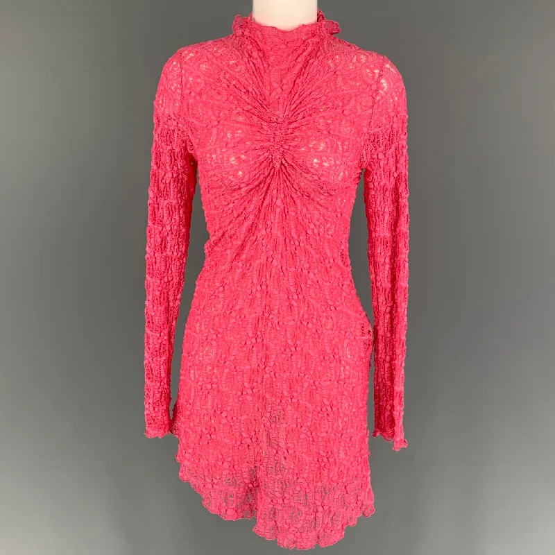 SIES MARJAN Size S Pink Cotton Blend Lace High Collar Dress Top