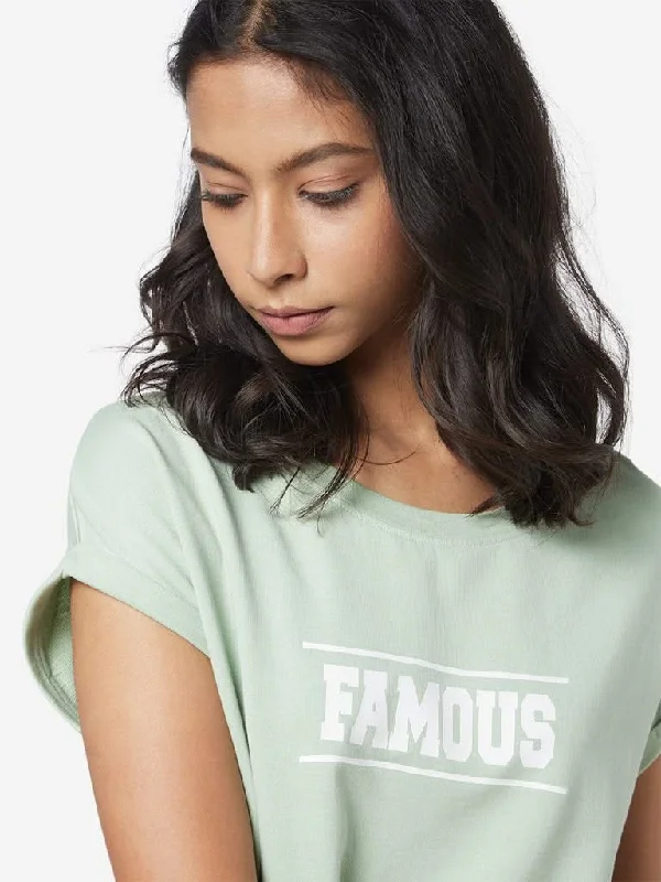 Studiofit Sage Typographic Print T-Shirt Fashionable Trendy Casual