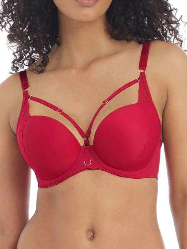 Temptress T-Shirt Bra - Cherry Front Pockets Side Pockets Patch Pockets