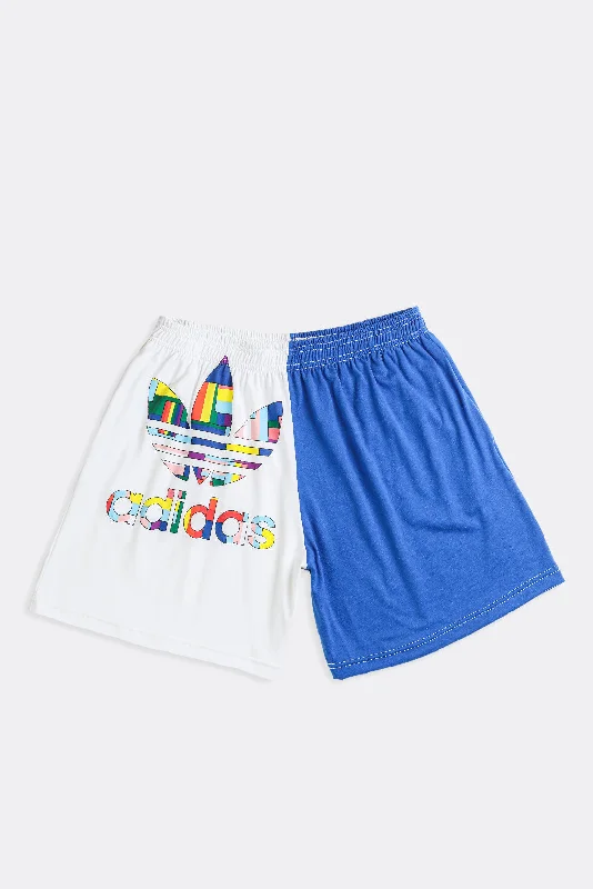 Unisex Rework Adidas Tee Shorts - L Mesh Blend Leather Blend Suede Blend