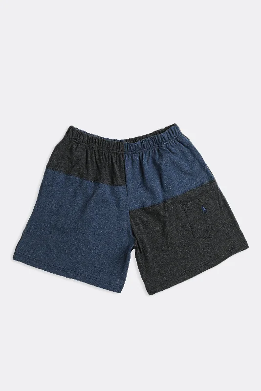 Unisex Rework Patchwork Tee Shorts - M Asymmetrical Pockets Print