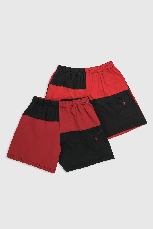 Unisex Rework Patchwork Tee Shorts - XS, S, M, L Notch Collar Peter Pan Collar Cowl Neck