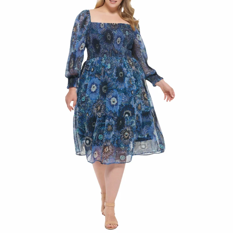 VINCE CAMUTO - Plus Size Balloon-Sleeve Smocked Dress