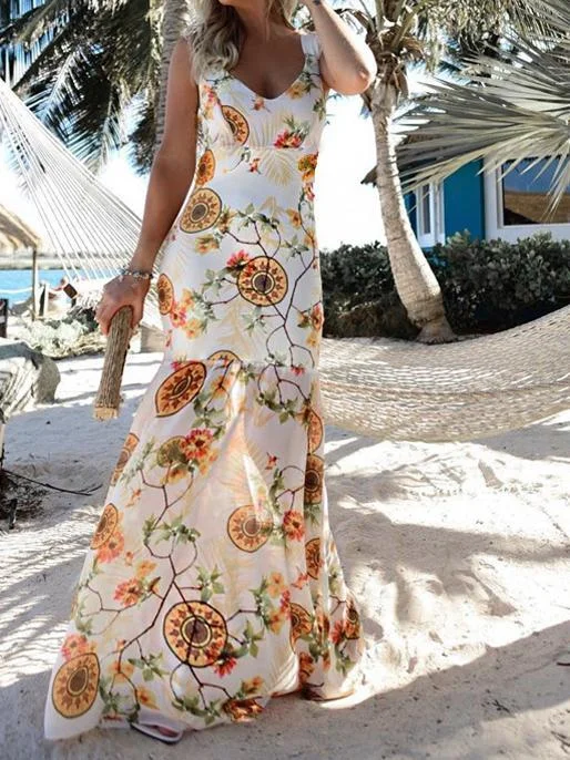 2018 New Print V Neck Sleeveless Chiffon Mermaid Beach Maxi Dress Cozy Knitted Maxi Dress 2018 New Print V Neck Sleeveless Chiffon Mermaid Beach Maxi Dress Cozy Knitted Maxi Dress