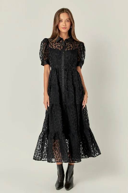 Animal Print Button Up Maxi Dress Chic Off-Shoulder Maxi Dress