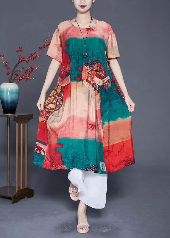 Colorblock Print Linen Maxi Dress Oversized Summer Fashionable Sleeveless Maxi Dress Colorblock Print Linen Maxi Dress Oversized Summer Fashionable Sleeveless Maxi Dress